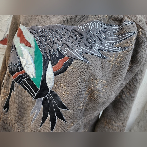 Small FIT Large ! vintage Grace by Starr DUCK bird long sleeve wrap sweater - Picture 6 of 16